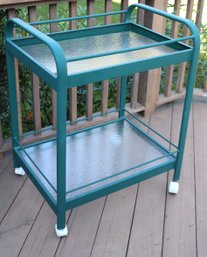 Outdoor Cast Aluminum Cocktail Cart With Glass Inserts