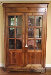 Antique Louis Philleppe Pegged Wood Armoire With Plenty Of Room For Storage, Built In Light