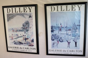 Pair Of Vintage Prints By Dilley, Galerie Du Carlton La Croisette Cannes In The Frames