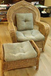 Cozy Woven Wicker Chair With Ottoman