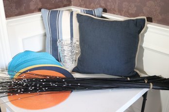 Home Decor Includes 13 Placements, A Glass Vase & Decorative Pillows