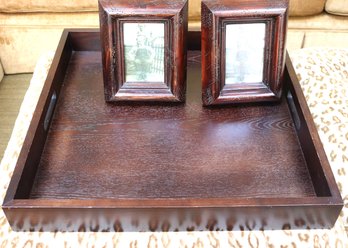 Large Wood Ottoman Tray With Decorative 4x6 Picture Frames