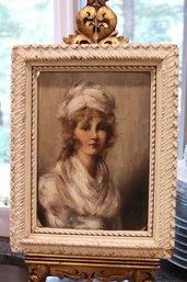 Antique Portrait Painting On Paper Board