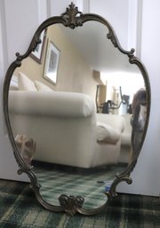 Delicate Baroque Style Wall Mirror In A Bronzed Metal Frame.