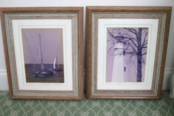 Limited Edition, Photographs Of Lighthouse And Sailboats In Wood  Frames