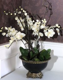 Sophisticated Planter With Faux Floral Display