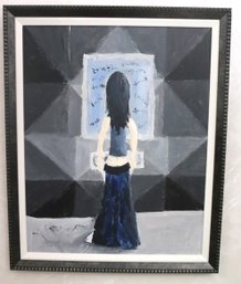 Contemporary Painting Of Girl Looking In Mirror.