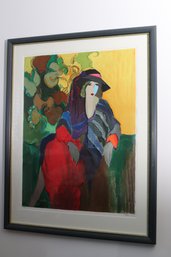 Framed Tarkay Lithograph Of A Lady In Waiting 209/300, Approx. 35.5 X 46.5 Inches