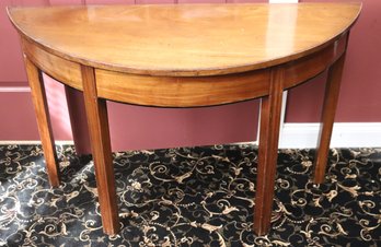 1920s Cherry Wood Demi Lune Table With Fluted, Chippendale Style Legs