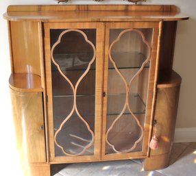 1930s Era Small Display Cabinet With Glass Doors And Shelves