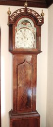 Early 19th Century English Mahogany Grandfather Clock With Hand Painted Enamel Face And Provenance Papers