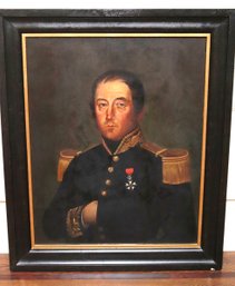 Restored 19th Century French Oil Portrait Painting On Canvass Of A French Naval Officer