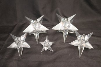 5 Rosenthal Crystal Clear Pointed Star Candle Holders.