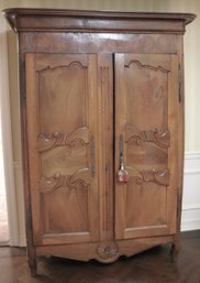 Antique French Louis XV Style Pegged Wood Wardrobe-Contents Not Included