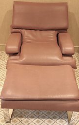 Custom Modern Leather Arm Chair From The D And D Building In NY Includes Ottoman