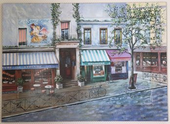 Paris Street Scene Painting Signed By The Artist Mark St. John, Approx. 44 X 32 Inches