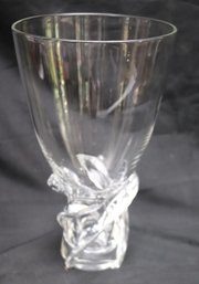 Large Stylish Steuben Crystal Whirlpool Vase