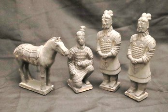 Set Of 4 Vintage Chinese Terracotta Warrior Figures