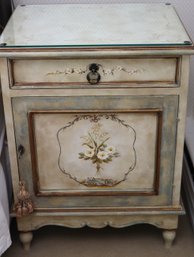 Stenciled End Table/ Night Stand As Pictured With A Protective Glass Top