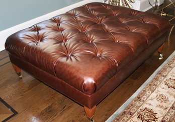 Tufted Ottoman Table On Brass Casters