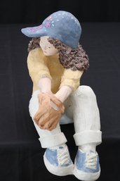 Austin Productions Sculpture 1986 Of A Little Girl With Floral Attire!