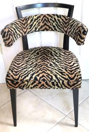 Hollywood Regency Style Side Chair With Tiger Pattern Velvet Fabric