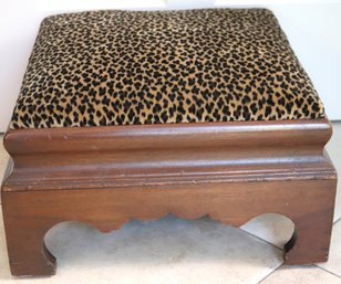 Ming Style Footstool With Leopard Print Fabric