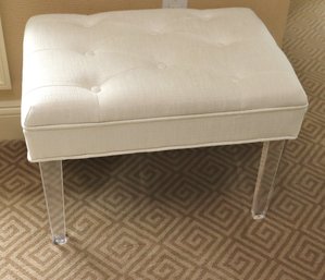 Modern Tufted Vanity Stool With Lucite Legs