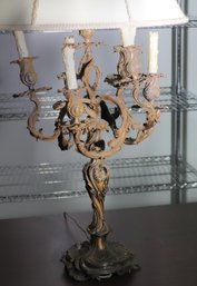 Heavy Scrolled Candelabra Lamp Good For Parts As Pictured