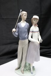 Vintage Lladro Porcelain Golfing Couple Figurine 1453- B-14q