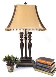 Decorative Table Lamp With A Silk Tassel Shade Includes Books Ingman Copyright 1869, Tom Burke 1850s, Le