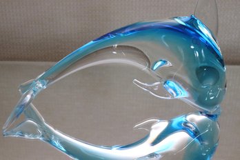 Italian Mouth Blown Blue Glass Dolphin.