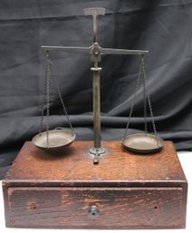 Antique Wood Jewelry Scale Box Included With Assorted Weights DWTS As Pictured