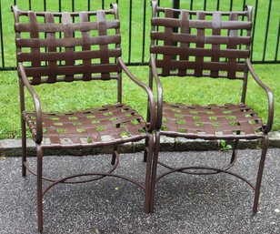 Includes 2 Brown Jordan Woven Strap Outdoor Aluminum Chairs