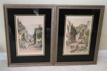 Two Original Framed Etchings Of Clovelly, France Signed Grant  Edwards