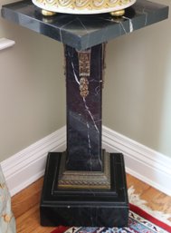 Gorgeous Empire Style Black Marble Pedestal With Bronze Ormolu Mounts.