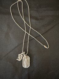 Sterling Silver Chrome Hearts Beaded Necklace With Pendant