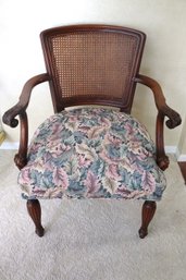 Lovely Mahogany French Style Armchair With Carved Arms And  Ribbed Legs.