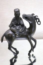 Chinese Cast Bronze Figure/censer Of Shoulao, Seated On A Deer. The Figure Lifts Off The Deer.4 X 6