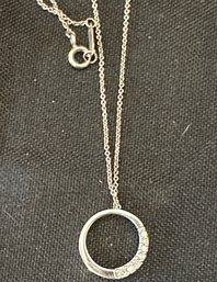 Delicate WG 750 Necklace With Small Round Diamonds Pendant