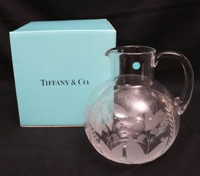 Gorgeous Tiffany And Co. Etched Pitcher Like New With Box And Sticker