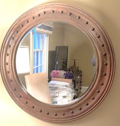 36 Inches Round Bulls Eye Federal Style Wall Mirror With Wooden Dot Detail