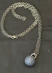 Chain Necklace With Blue Jewel Pendant Ball