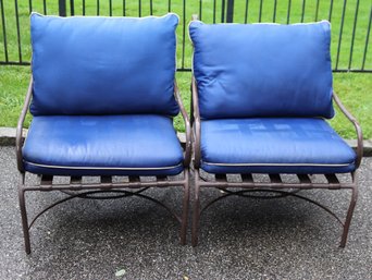 Pair Of Brown Jordan Woven Strap Chairs