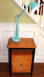 Small Functional Cabinet Stand & Adjustable Desk Lamp In A Tiffany Style Blue Tone