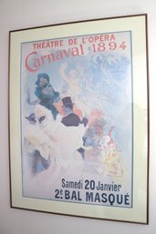 Theatre De L Opera Carnaval 1894 Framed Poster Approx. 33.5 X 46 Inches