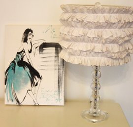 Glass Table Lamp With Vinyl Wall Decor