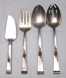 Three Reed & Barton Classic Rose Sterling Silver Serving Pieces & Cheese Knife.