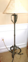 Unique Acanthus Style Design Cast Metal Floor Lamp With A Patinated Finish