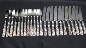 Tiffany And Company Vintage Sterling Silver Fork And Knife Set-23 Pc-Monogramed